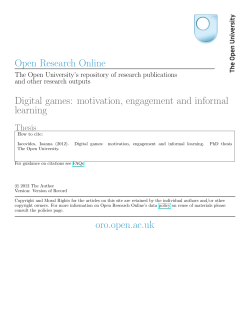 Digital games: motivation, engagement and informal learning