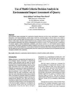 Use of Multi-Criteria Decision Analysis in Environmental Impact