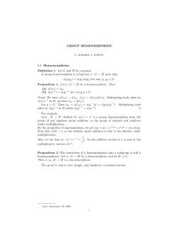 GROUP HOMOMORPHISM 0.1. Homomorphisms. Definition 1. Let
