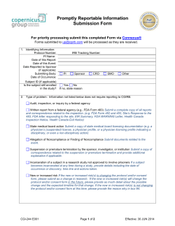 Promptly Reportable Information Submission Form (continued) For