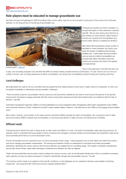 Role-players must be educated to manage groundwater use
