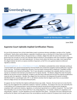Supreme Court Upholds Implied Certification Theory