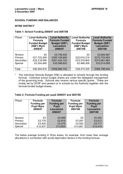 SCHOOL FUNDING AND BALANCES WYRE DISTRICT Table 1