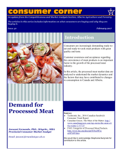 Demand for Processed Meat - Alberta Agriculture and Forestry