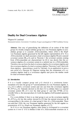 Physics Duality for Dual Covariance Algebras