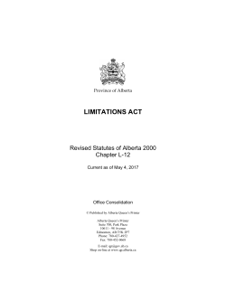 Limitations Act - Alberta Queen`s Printer