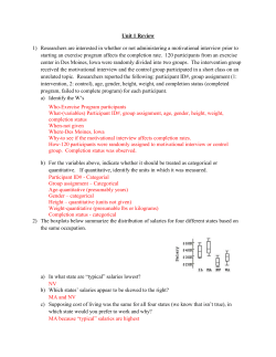 Unit 1 Review Researchers are interested in whether or not