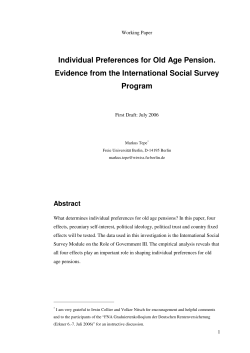 Individual Preferences for Old Age Pension. Evidence from the