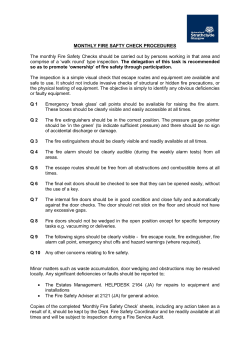 MONTHLY FIRE SAFTY CHECK PROCEDURES The monthly Fire