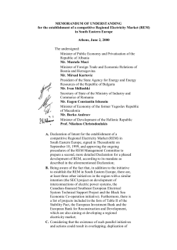 Memorandum of Understanding on creating a competitive electricity