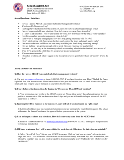 Substitute Aesop Questions - Coeur d`Alene School District