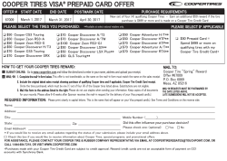 COOPER TIRES VISA&reg; PREPAID CARD OFFER