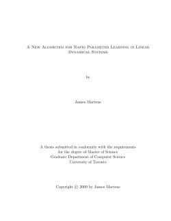A New Algorithm for Rapid Parameter Learning in Linear Dynamical