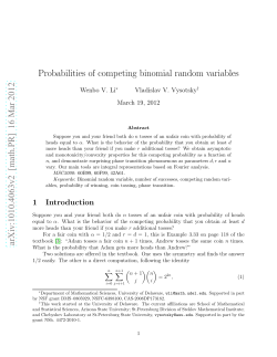 Probabilities of competing binomial random variables
