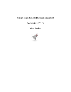 Badminton Notes - Nutley Public Schools