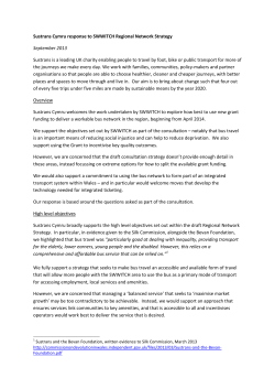 Sustrans Cymru response to SWWITCH Regional Network Strategy