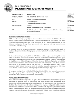 www.sfplanning.org BACKGROUND/PREVIOUS ACTIONS