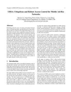 URSA: Ubiquitous and Robust Access Control for Mobile Ad