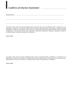 Conflicts of Interest Statement