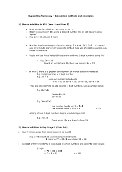 Supporting Numeracy &ndash; Calculation methods and strategies 1