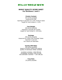 FFA 4-H WHEAT SHOW WHEAT QUALITY SCORE SHEET
