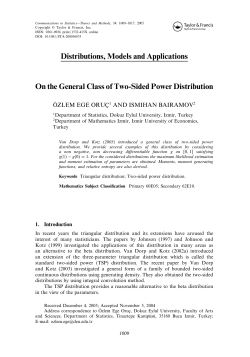 Distributions, Models and Applications On the General Class of Two
