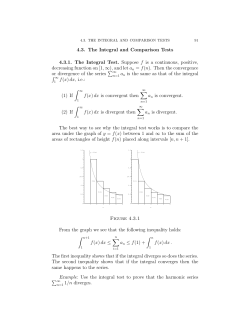 4.3. The Integral and Comparison Tests 4.3.1. The Integral Test