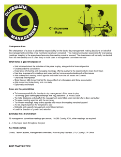 Chairperson Role - Moorgate Tennis Club