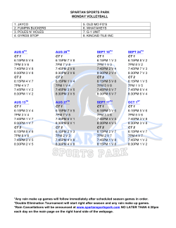 SPARTAN SPORTS PARK MONDAY VOLLEYBALL *Any rain make