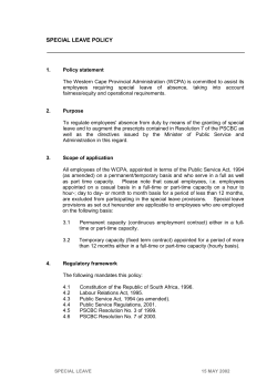special leave policy - Western Cape Government