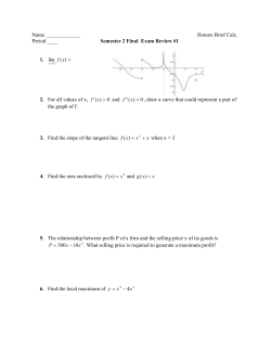 Name ______ Honors Brief Calc. Period ____ Semester 2 Final
