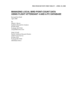 Managing local point count data using FA4 and Microsoft Access