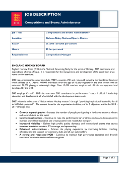 JOB DESCRIPTION Competitions and Events