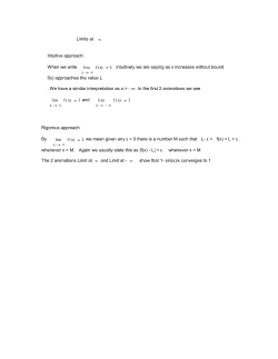 Limits at &infin; Intuitive approach When we write f x( ) lim L intuitively we