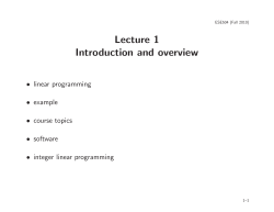 Lecture 1 Introduction and overview