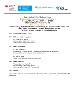 Leave No One Behind Dialogue Series Children without parental