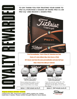 OPTION #1 Standard Play Number with Personalization OPTION #2