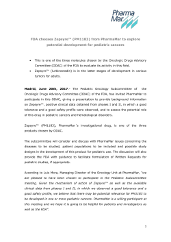 FDA chooses Zepsyre&trade; (PM1183) from PharmaMar to explore