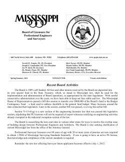 Spring 2012 - Mississippi Board of Licensure for Professional