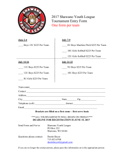 2017 Shawano Youth League Tournament Entry Form One form per