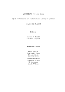 2002 MTNS Problem Book Open Problems on the Mathematical