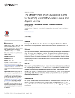 The Effectiveness of an Educational Game for Teaching Optometry