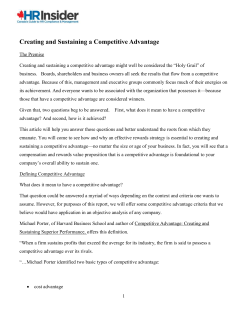 Creating and Sustaining a Competitive Advantage