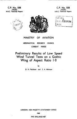 Preliminary Results of. Low Speed Wind Tunnel Tests on a Gothic