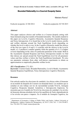 Bounded Rationality in a Cournot Duopoly Game Mariano Runco