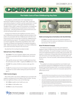 The Public Costs of Teen Childbearing, Key Data