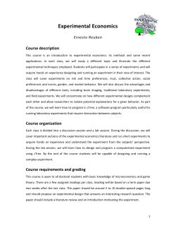 Experimental Economics - PhD-courses and workshops in