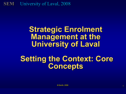 STRATEGIC ENROLLMENT MANAGEMENT Core Concepts and