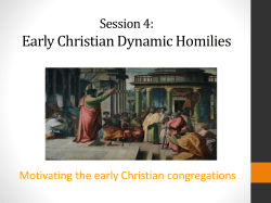 Session 4: Early Christian Dynamic Homilies