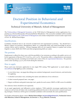 Doctoral Position in Behavioral and Experimental Economics